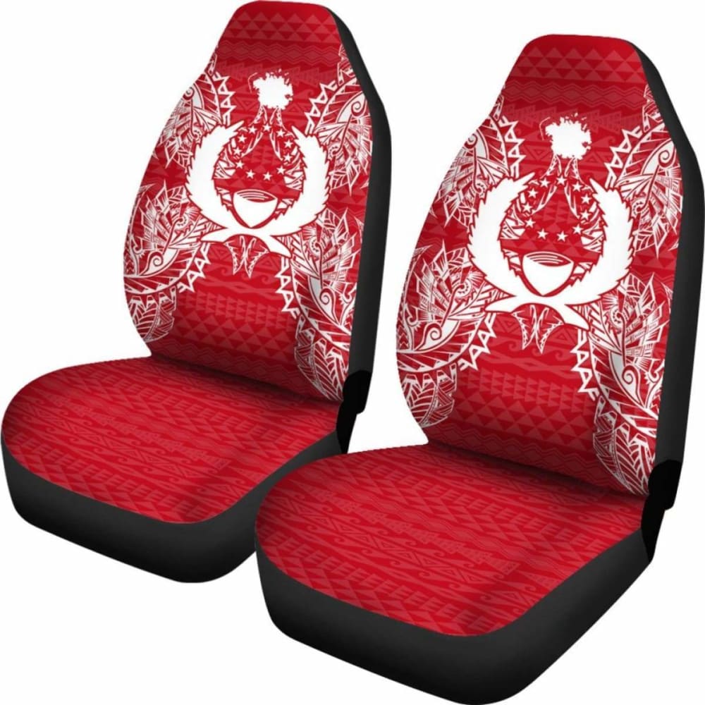 Pohnpei Car Seat Cover - Pohnpei Flag Map Red White -