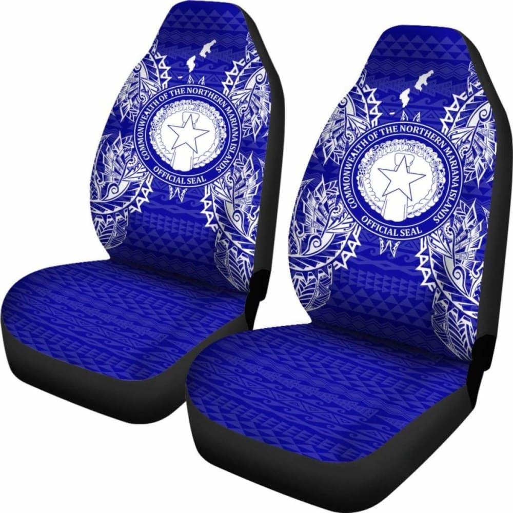Northern Mariana Islands Car Seat Cover - C N M I Seal Map Blue -