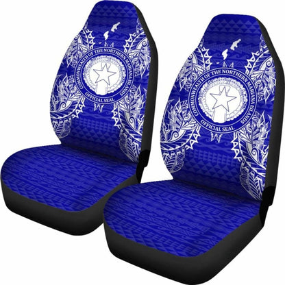 Northern Mariana Islands Car Seat Cover - C N M I Seal Map Blue -