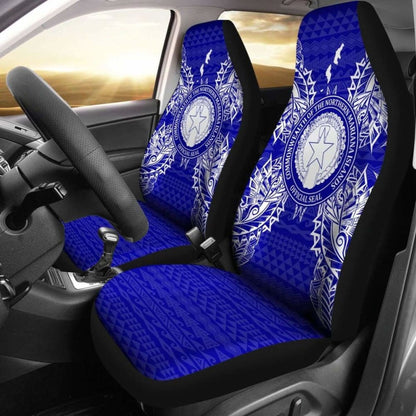 Northern Mariana Islands Car Seat Cover - C N M I Seal Map Blue -