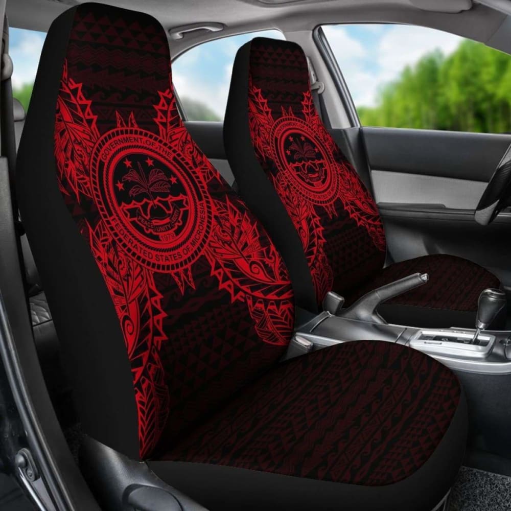 Federated States Of Micronesia Polynesia Car Seat Cover - F S M Seal Map Red -