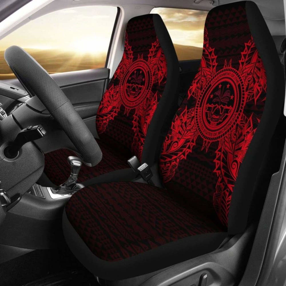 Federated States Of Micronesia Polynesia Car Seat Cover - F S M Seal Map Red -