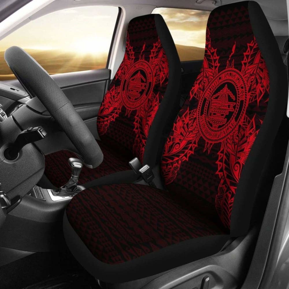 Palau Car Seat Cover - Palau Seal Map Red -