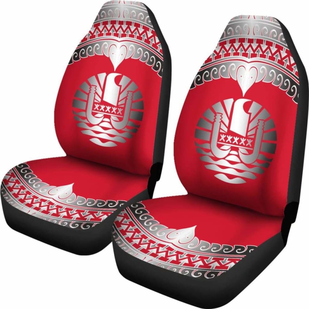 Tahiti Polynesian Car Seat Cover - Tahiti Flag Wave Style -