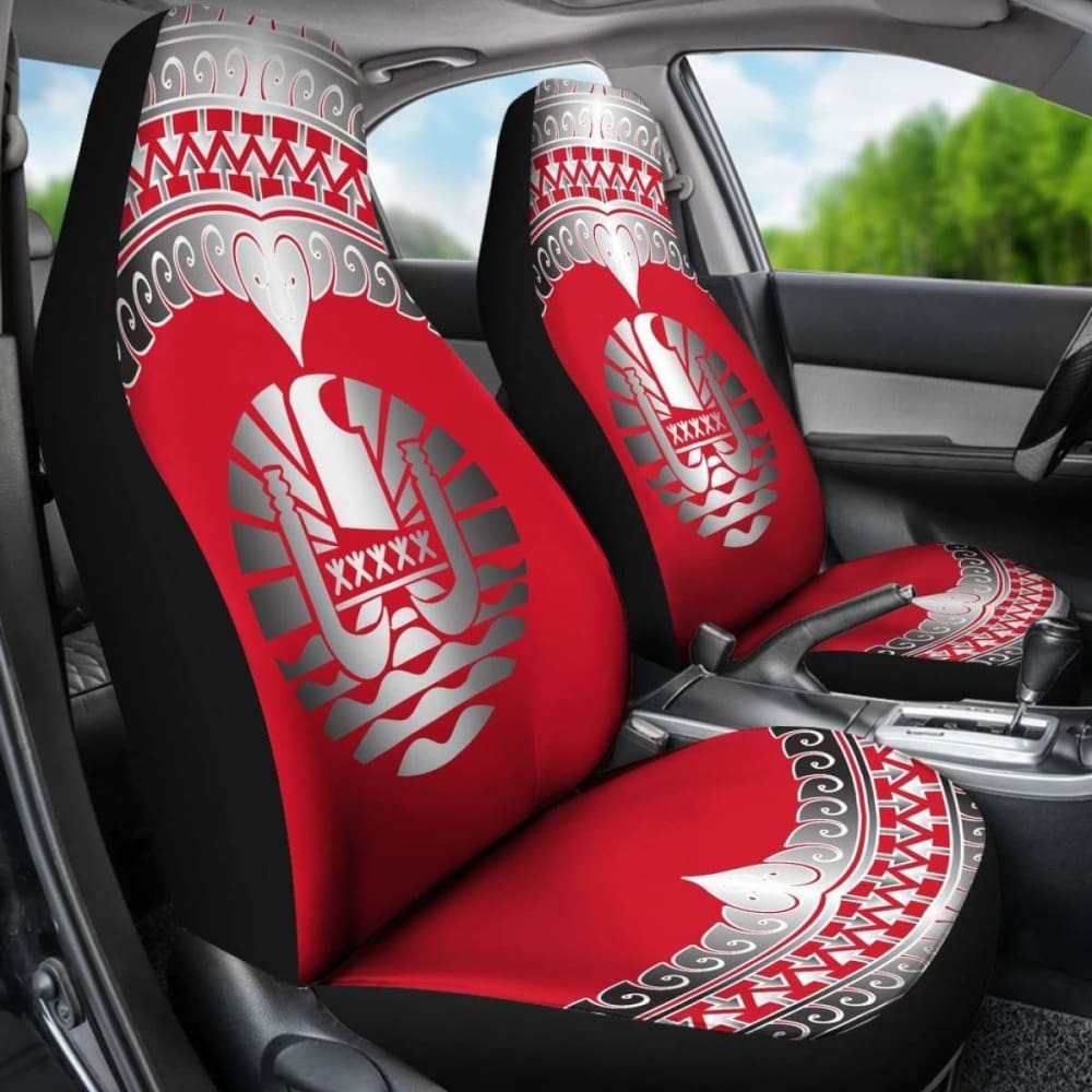 Tahiti Polynesian Car Seat Cover - Tahiti Flag Wave Style -