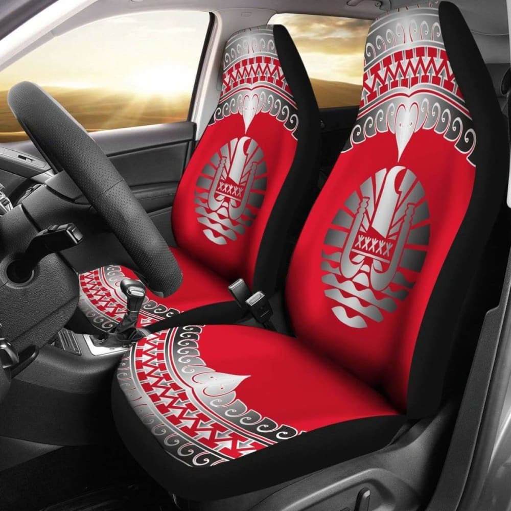 Tahiti Polynesian Car Seat Cover - Tahiti Flag Wave Style -