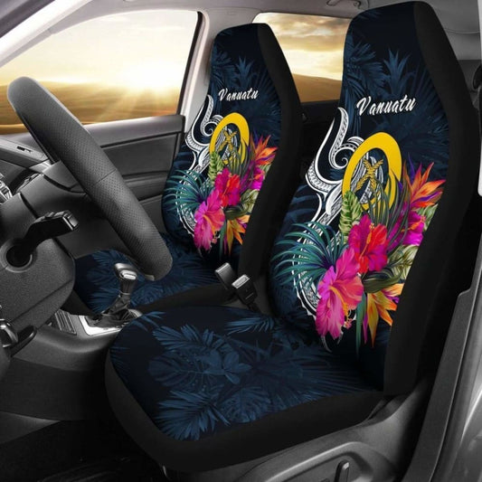 Vanuatu Car Seat Covers Polynesian Tropical Flower