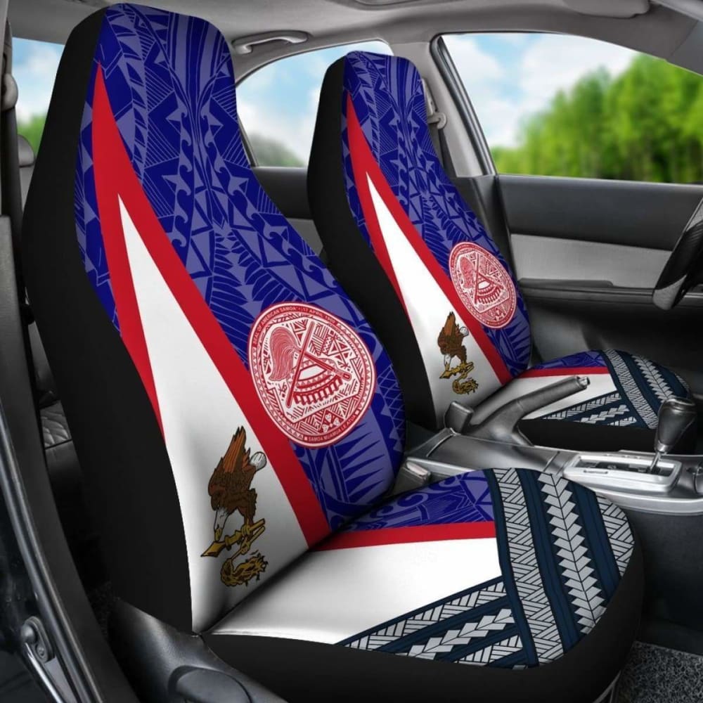 American Samoa Polynesian Car Set Cover - American Samoa Flag And Seal