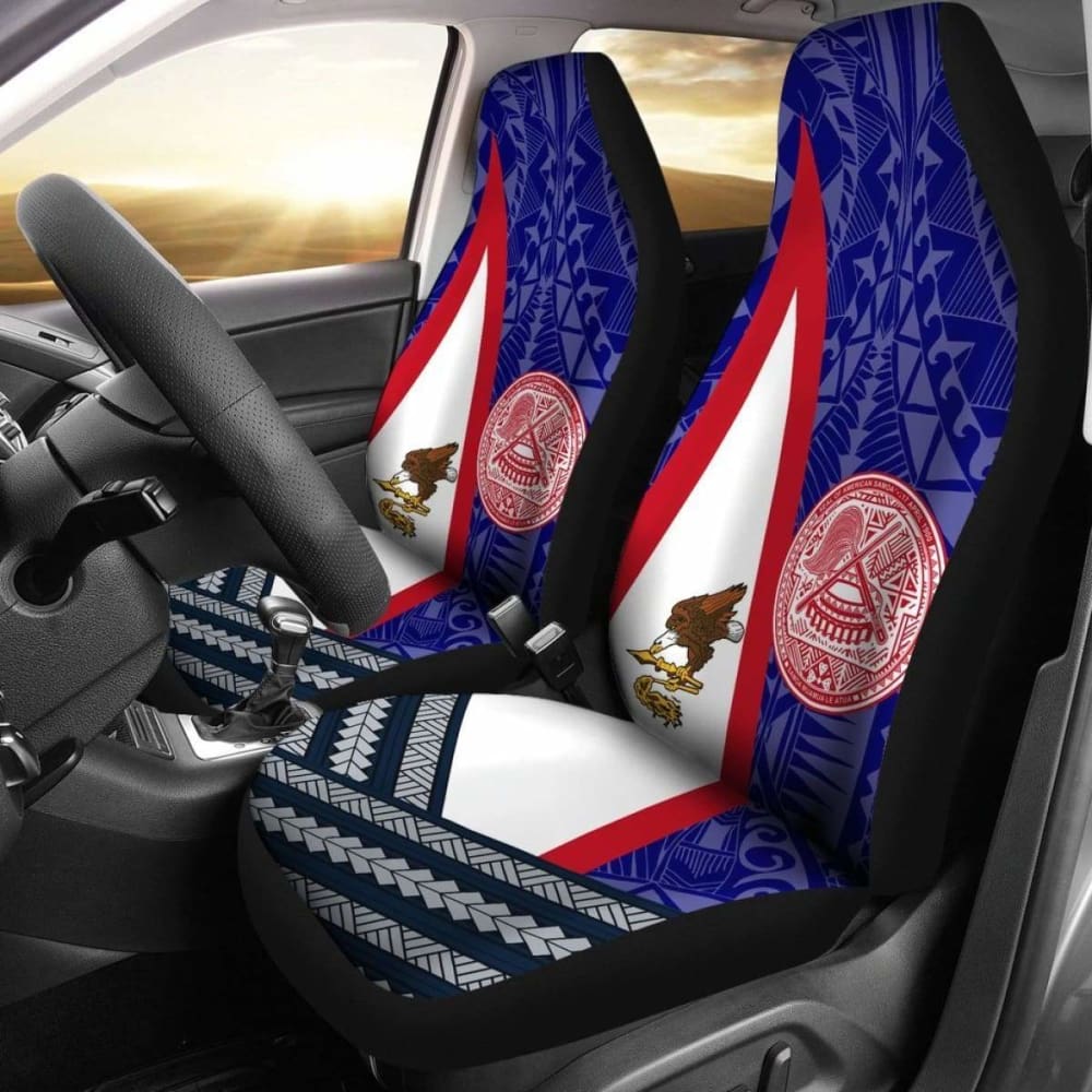 American Samoa Polynesian Car Set Cover - American Samoa Flag And Seal