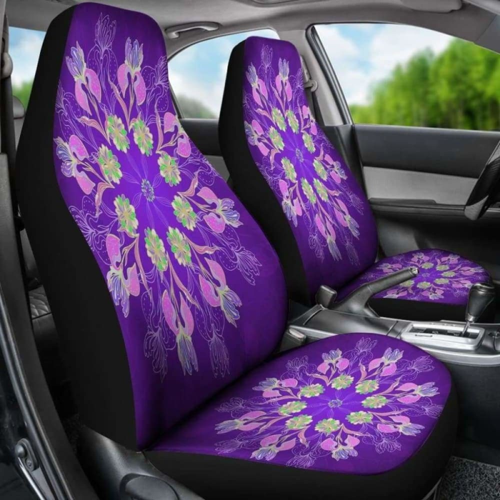Purple Mandala Flower Car Seat Covers