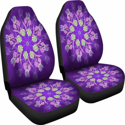 Purple Mandala Flower Car Seat Covers