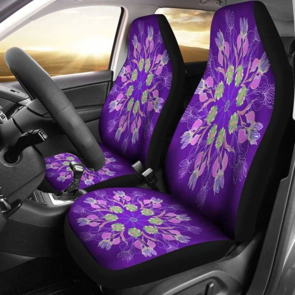 Purple Mandala Flower Car Seat Covers