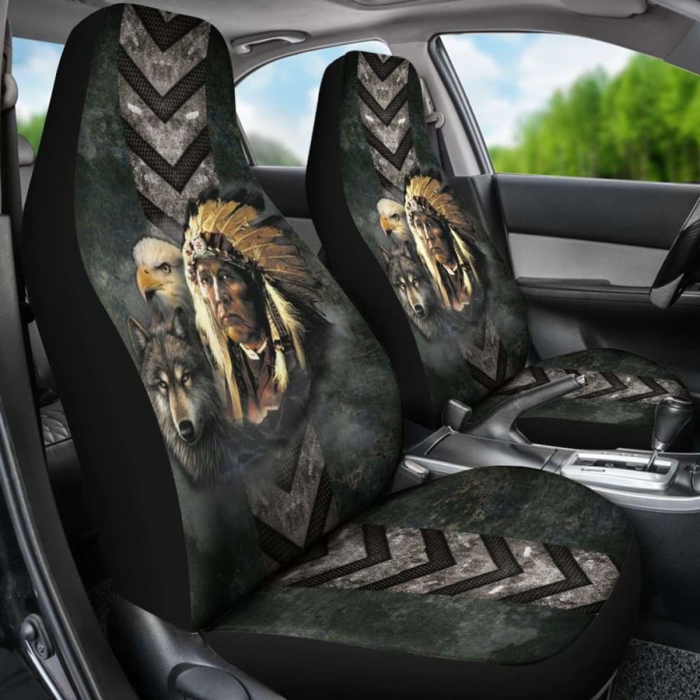 Native American Indian Eagle Wolf Spirit Animals Car Seat Cover
