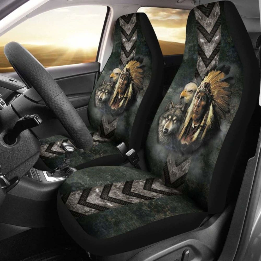 Native American Indian Eagle Wolf Spirit Animals Car Seat Cover