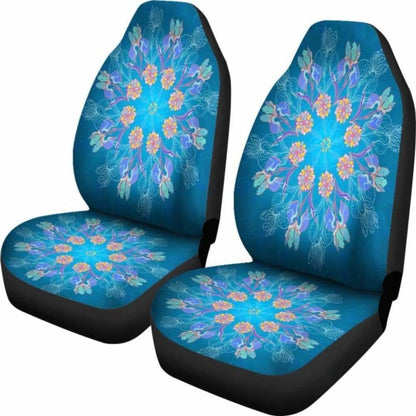 Blue Mandala Flower Car Seat Cover