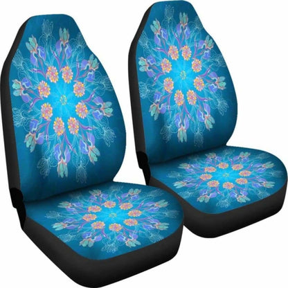Blue Mandala Flower Car Seat Cover