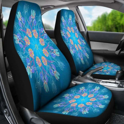 Blue Mandala Flower Car Seat Cover