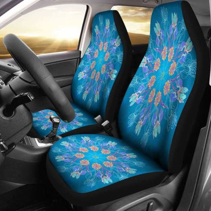 Blue Mandala Flower Car Seat Cover