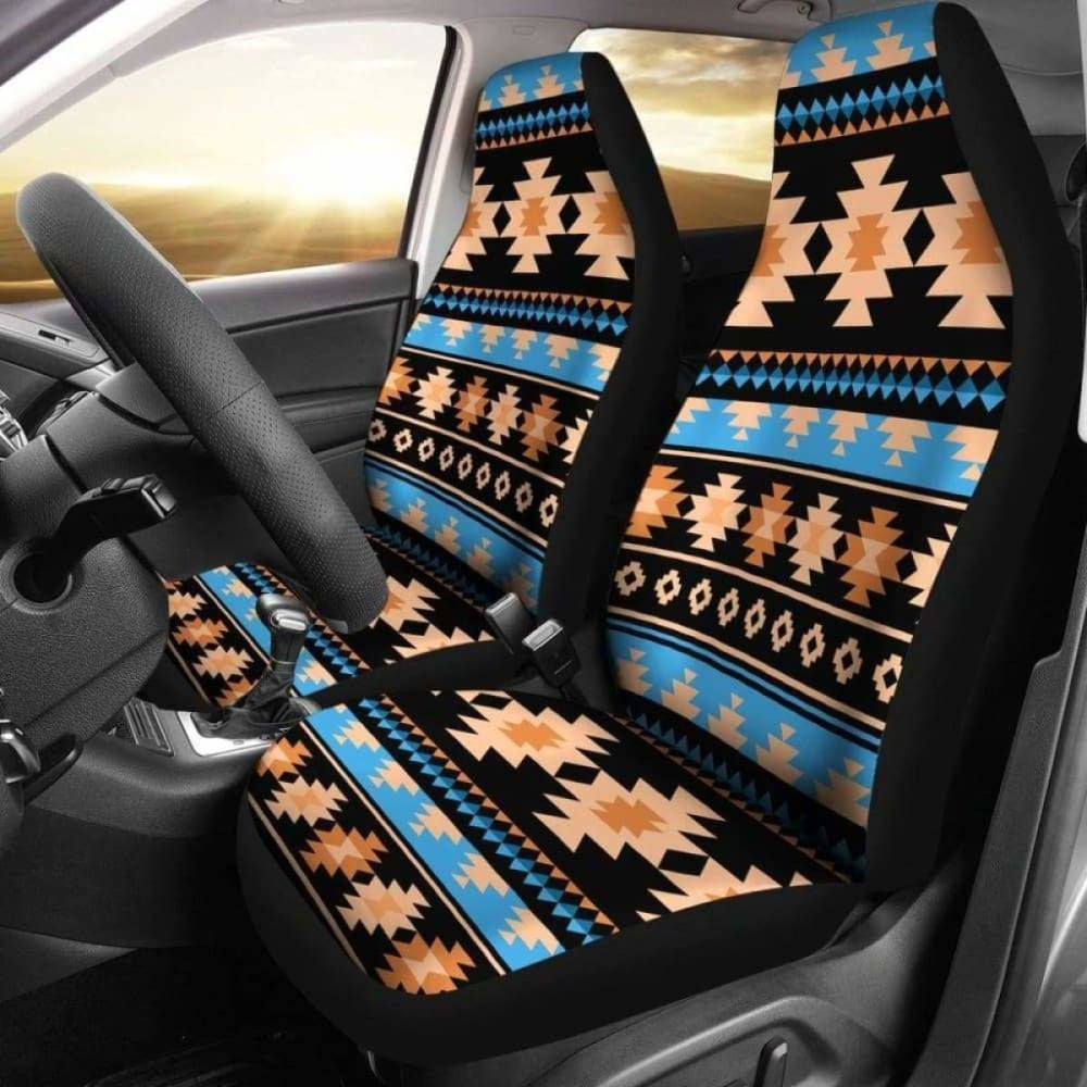 Southwest Navajo Native American Blue Brown Micro Fiber Auto Car Seat Covers