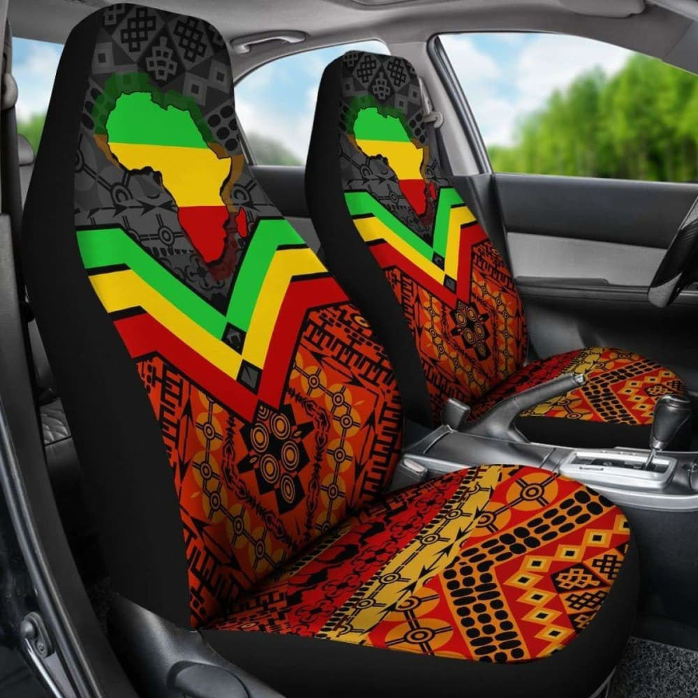 Africa Car Seat Covers - African Map And Patterns -