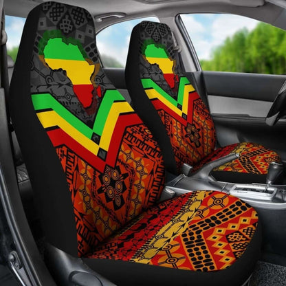 Africa Car Seat Covers - African Map And Patterns -