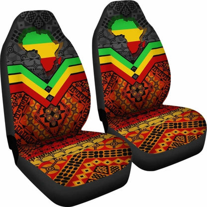 Africa Car Seat Covers - African Map And Patterns -