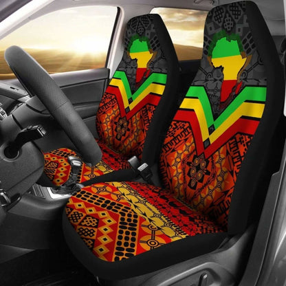 Africa Car Seat Covers - African Map And Patterns -