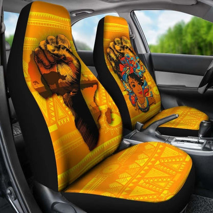 African Car Seat Covers - Black Women Power And Africa Map -
