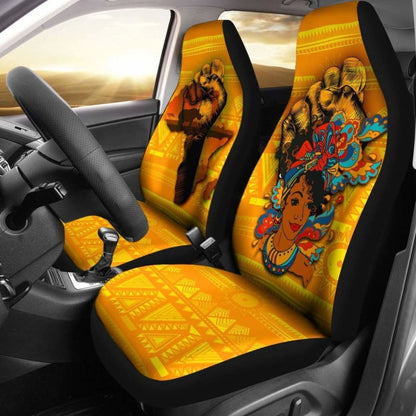 African Car Seat Covers - Black Women Power And Africa Map -
