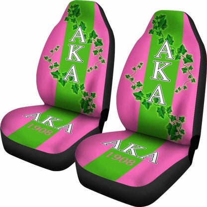 African Car Seat Covers - Alpha Kappa Alpha Ivy Leaf -