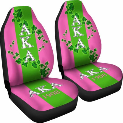 African Car Seat Covers - Alpha Kappa Alpha Ivy Leaf -