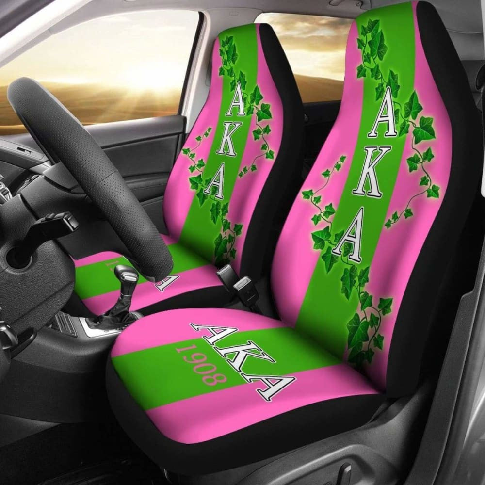 African Car Seat Covers - Alpha Kappa Alpha Ivy Leaf -