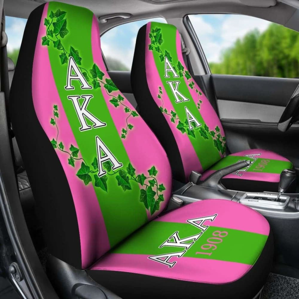 African Car Seat Covers - Alpha Kappa Alpha Ivy Leaf -