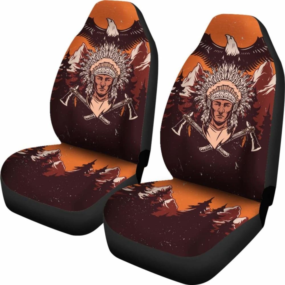 Native American Indian Warrior Car Seat Covers - Vintage Wild -