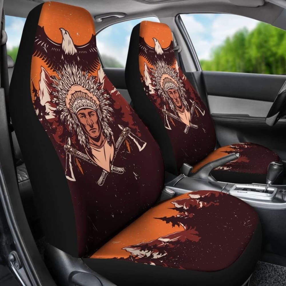 Native American Indian Warrior Car Seat Covers - Vintage Wild -