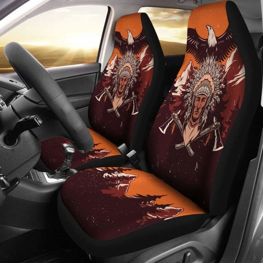 Native American Indian Warrior Car Seat Covers - Vintage Wild -