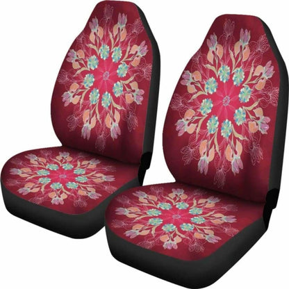 Red Mandala Flower Car Seat Covers