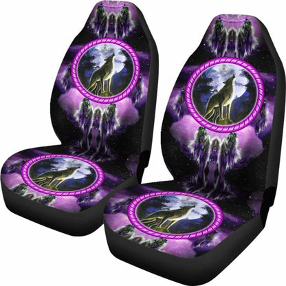 Native American Car Seat Covers - Purple Wolf -