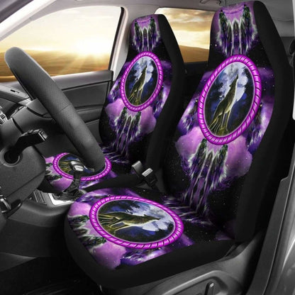 Native American Car Seat Covers - Purple Wolf -