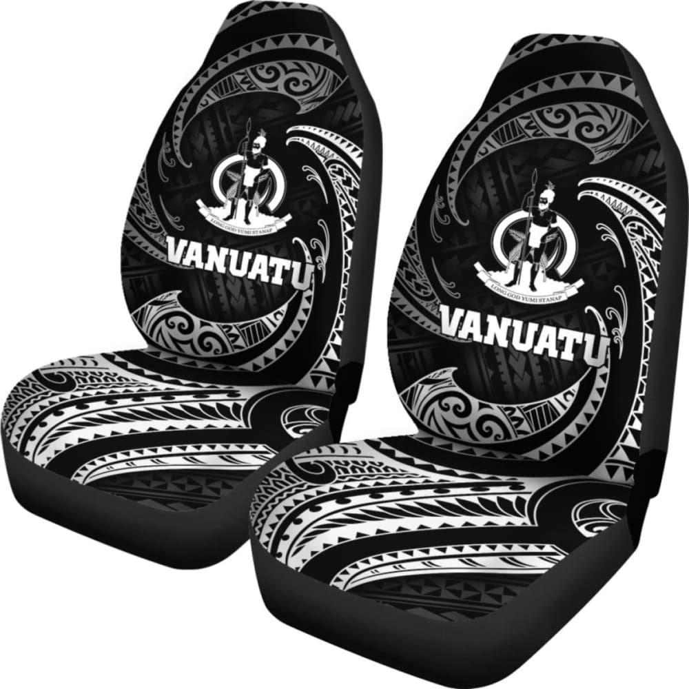 Vanuatu Polynesian Car Seat Covers - White Tribal Wave -