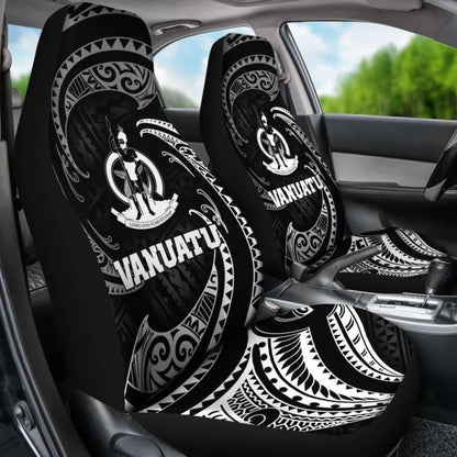 Vanuatu Polynesian Car Seat Covers - White Tribal Wave -
