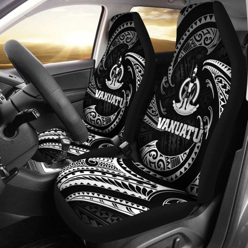 Vanuatu Polynesian Car Seat Covers - White Tribal Wave -