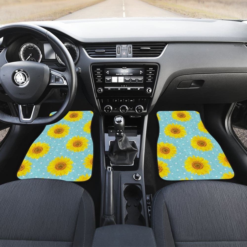 Girly Burlap Design With Sunflower Pattern Car Floor Mats