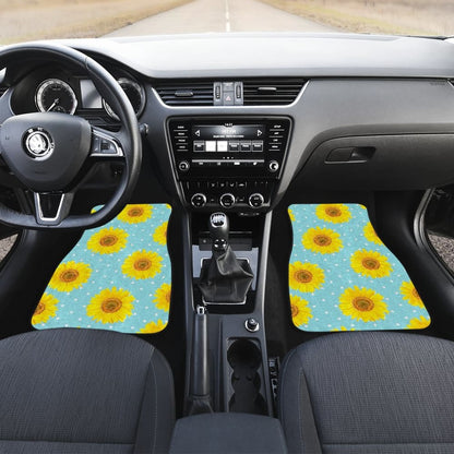 Girly Burlap Design With Sunflower Pattern Car Floor Mats