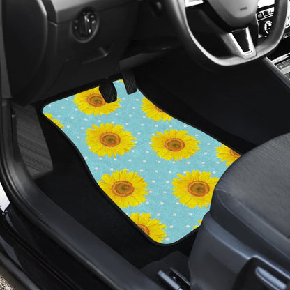 Girly Burlap Design With Sunflower Pattern Car Floor Mats