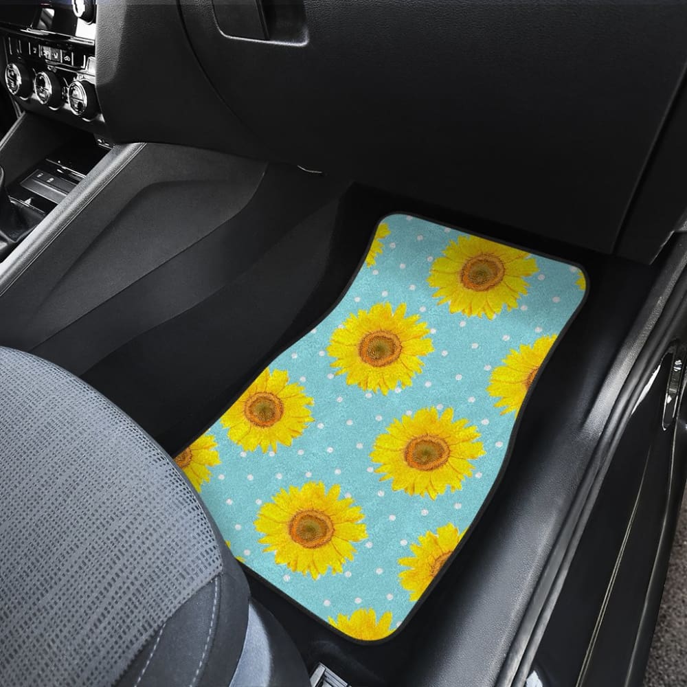 Girly Burlap Design With Sunflower Pattern Car Floor Mats