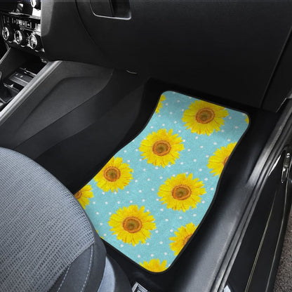Girly Burlap Design With Sunflower Pattern Car Floor Mats