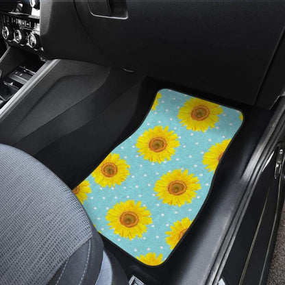 Girly Burlap Design With Sunflower Pattern Car Floor Mats