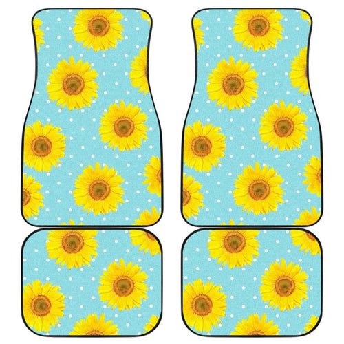 Girly Burlap Design With Sunflower Pattern Car Floor Mats