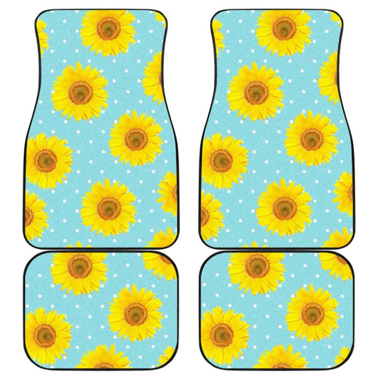Girly Burlap Design With Sunflower Pattern Car Floor Mats
